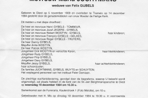 Maria Juchtmans, doodsbrief
