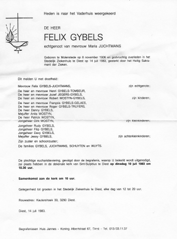 Felix Gybels doodsbrief
