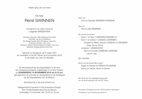 Doodsbrief René Swinnen